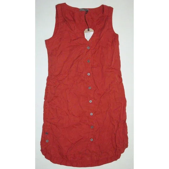 New Womens NWT PrAna L Talton Dress Pockets Patina Red Buttons Soft Sleeveless - Picture 4 of 10